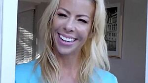 My blonde stepmom's huge tits are my favorite toys for blowjob and doggystyle fun.