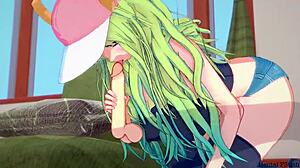 lucoa from dragon maid rides massive cock in hentai