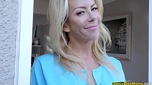 My blonde stepmom's huge tits are my favorite toys for blowjob and doggystyle fun.