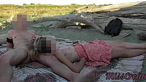 French teacher gives blowjob on nude beach