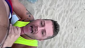Public gay beach blowjob scene