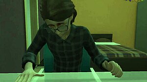 blonde stepmom talks to her nerd son