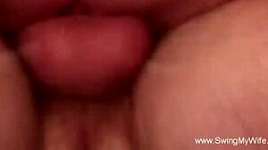 this bride is having a deep sex session with a different man, making fun of the cuckold