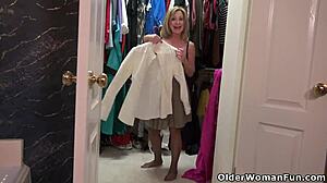 American milf sally steel gets extremely naughty in nylon