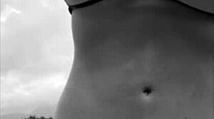 My Brazilian wife shows off on public beaches outdoors