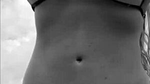 My Brazilian wife shows off on public beaches outdoors