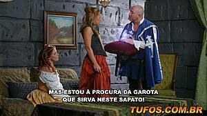 European beauty gives a blowjob to her servant in parody