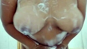 Curvy Filipinas enjoy wet boob massage in bubble bath