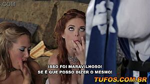 European beauty gives a blowjob to her servant in parody