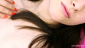 Radiant brunette shows flawless body in photoshoot