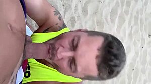 Public gay beach blowjob scene