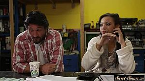 Classy Ebony Teen 18+ Rides Stepdad's Dick Hard!