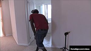 Deepthroat heaven with big black cock in a hot WC scene