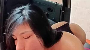 Homemade anal sex in motel parking with cum in ass