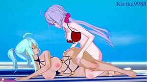 Cagliostro, Chris Yukine, and Maria Cadenzavna Eve in Wild Futanari Hentai Sex