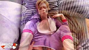 Babe gets bent over for rough blowjob and pussy fuck with big cock in morning POV, ending in facial while in kigurumi.