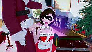 Helen Parr as Elastigirl Sucks Wrong Santa in Fantasy