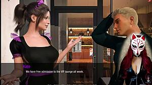 Kate in stockings and cosplay as a maid in a glamour game.