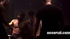 Gay ebony bareback orgy in playground