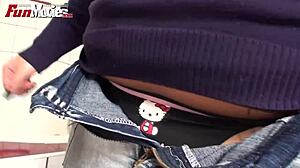 Skinny and chubby European amateurs engage in strap-on lesbian fun with dildo and pussy licking