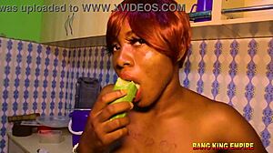 Hairy pussy and big black cock action in kitchens