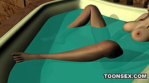 Sexy 3d babe masturbates before getting fucked