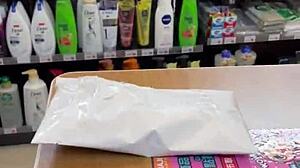 asian ladyboy teases in thong at convenience store