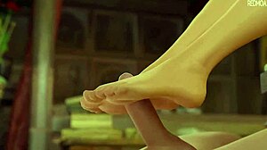 Rapunzel’s animated adventure with her friend’s cock and footjob