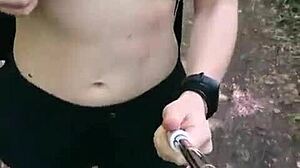 public erotica a girl with gorgeous small 18+ breasts walks in nature in short shorts and a t-shirt anna mole