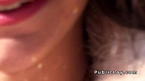 Euro tourist flashes huge tits in public