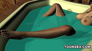 Sexy 3d babe masturbates before getting fucked