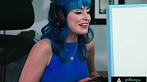 busty babe pays rent with wet pussy to naughty gamer roommate