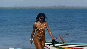 Kitu Gidwani without a shirt in a French film called Black