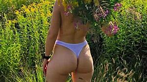 public erotica a girl with gorgeous small 18+ breasts walks in nature in short shorts and a t-shirt anna mole