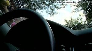 Beautiful breasts and great hand job in this German car wash video