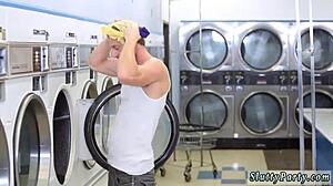teen nerd blowjob laundry day