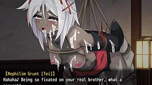 Battle shrine maiden Honoka bound in fingering game.