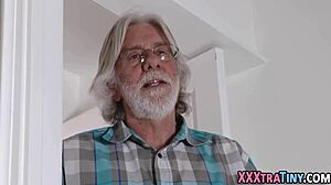 Little Brunette Teen Sucking Cock with Handjob and Facial in High Definition