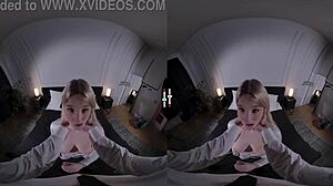 Big Big Boss Dominates in Dark Room VR: Blonde Shaved Pussy and Ass Action