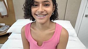 Exotic half-Indian teen explores wild desires with rough action. She ends up with a dripping creampie surprise.