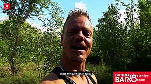 Gothic teen Doreen deepthroats dick in outdoor POV, cum on tits