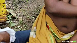 Big black African girl loves horny outdoor fucking with cumshots