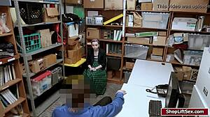 shoplifter gets her shaved pussy banged by group