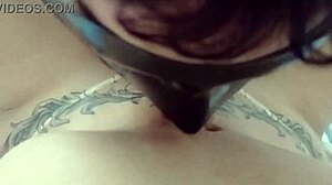 Watch my tanned husband clean my creampie pussy in humiliating homemade slave action.