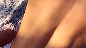 Blonde in Fishnets Gets Ass to Mouth and Creampied Outdoors