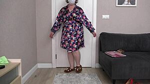 Curvy Housewife With Big Ass And Saggy Tits Changes Into Sexy Milf Outfit, Trying On Various Thongs And Panties