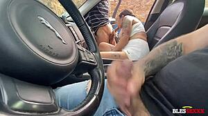 dogging with my girlfriend and a hung stranger for blowjobs and threesome