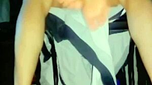 When alone at home, neighbor delivers cock leading to squirt orgasm.