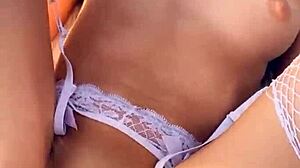 Blonde in Fishnets Gets Ass to Mouth and Creampied Outdoors