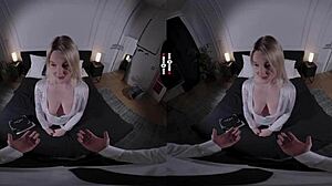 Big Big Boss Dominates in Dark Room VR: Blonde Shaved Pussy and Ass Action